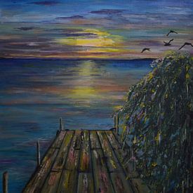 Sonnenuntergang am Steg von Art by Esther de Wolf