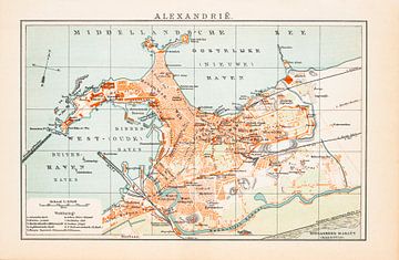 Vintage plattegrond Alexandrië ca. 1900 van Studio Wunderkammer