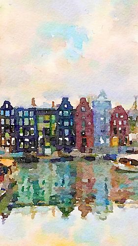 Amsterdam architectuur aan het water. van Marianna Pobedimova