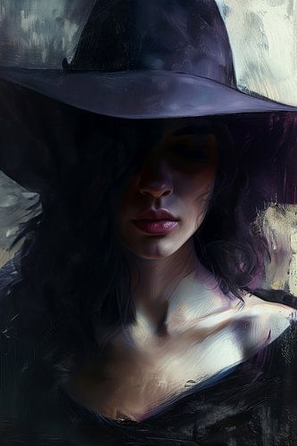 Femme au chapeau noir