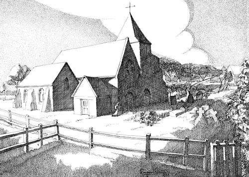 St Margaret&#039;s Church - Ditchling - East Sussex - Uk - Pen drawing.