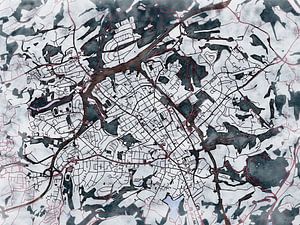 Karte von Velbert im stil 'White winter'