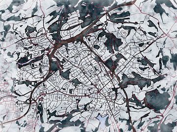 Kaart van Velbert in de stijl 'White Winter' van Maporia