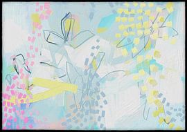 Abstract bloemen schilderij pastel – moderne kunst in zachte kleuren van ATELIER KAMILA M