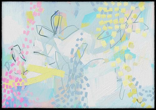 Abstract bloemen schilderij pastel – moderne kunst in zachte kleuren