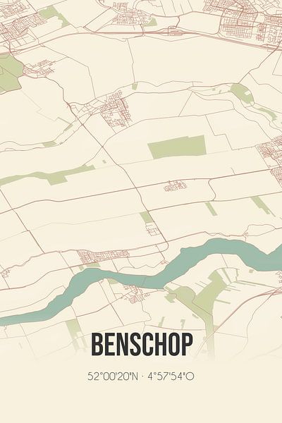 Vieille carte de Benschop (Utrecht) par Affiches de lieux