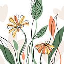 Modern bloemen boeket - minimalistische illustratie van Studio Hinte thumbnail