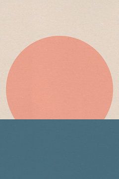 Ikigai. Abstracte minimalistische Zen kunst. Zon, maan, oceaan V van Dina Dankers
