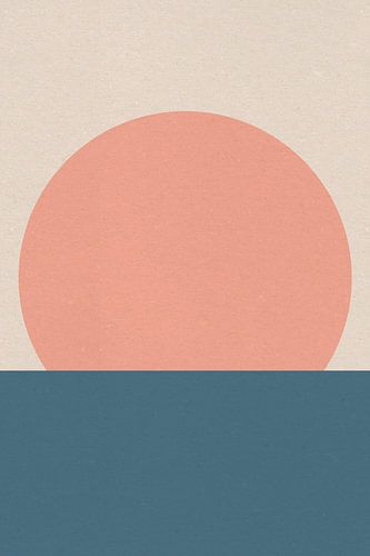 Ikigai. Abstracte minimalistische Zen kunst. Zon, maan, oceaan V