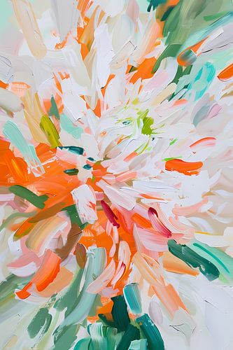 Abstract bloemen schilderij met levendige kleuren