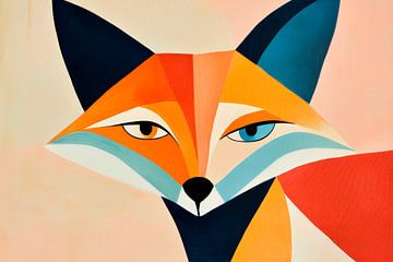Geometrische vos in felle kleuren van Poster Art Shop