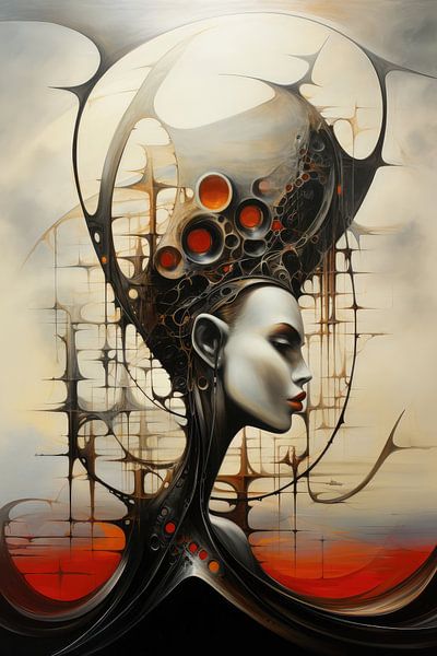 Digital created bizarre surrealist world with woman and landscape by Art Bizarre