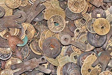 Remarkable shaped ancient Chinese coins on a flea market by Tony Vingerhoets
