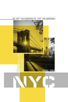 Poster Art NYC Brooklyn Bridge Shadows van Melanie Viola