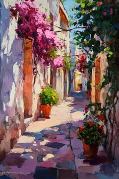 Bloemenstraat Mediterraans van Poster Art Shop
