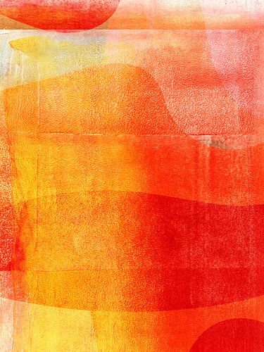 Minimalistisch landschap in geel, oranje, roze