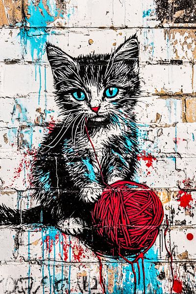 Graffiti kat met wol van Art & Soul Creations
