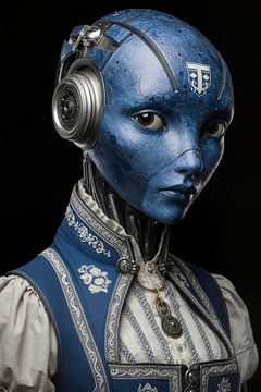 Blue face, learnt dignity by Klaus Tesching - Art-AI