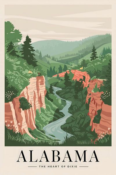 Alabama Vintage Travel Poster by Poster Art Shop