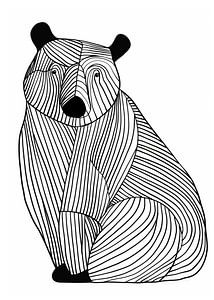 Lines art animal bear
