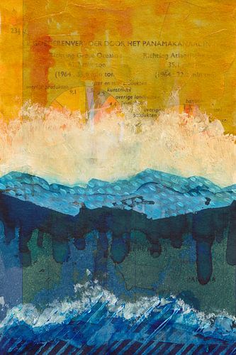 Blaue Welle auf Gold - Panama von Prints der Nederlanden
