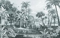 Botanische vintage jungle plaat met giraffen en vogels van Studio POPPY thumbnail