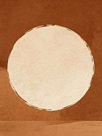 JAPANDI Zen Enso Circle - Minimalist Wabi-Sabi Terracotta Sun Abstract Art by Minggu Galeri