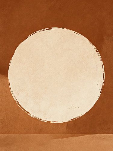 JAPANDI Zen Enso Cirkel - Minimalistische Wabi-Sabi Terracotta Zon Abstracte Kunst