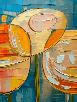 Modern Abstract: Kleurrijke Bloemen  in impasto stijl