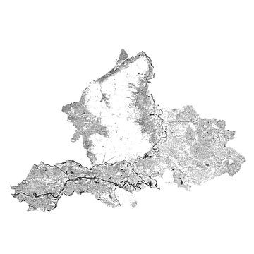 Die Gewässer von Gelderland in Schwarz-Weiß von Maps Are Art