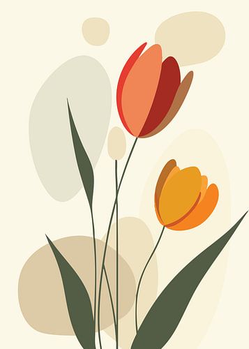 Abstract tulips in warm colours