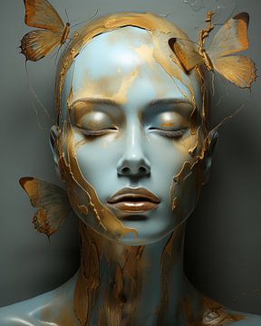 Modern portret "Butterfly girl" van Carla Van Iersel