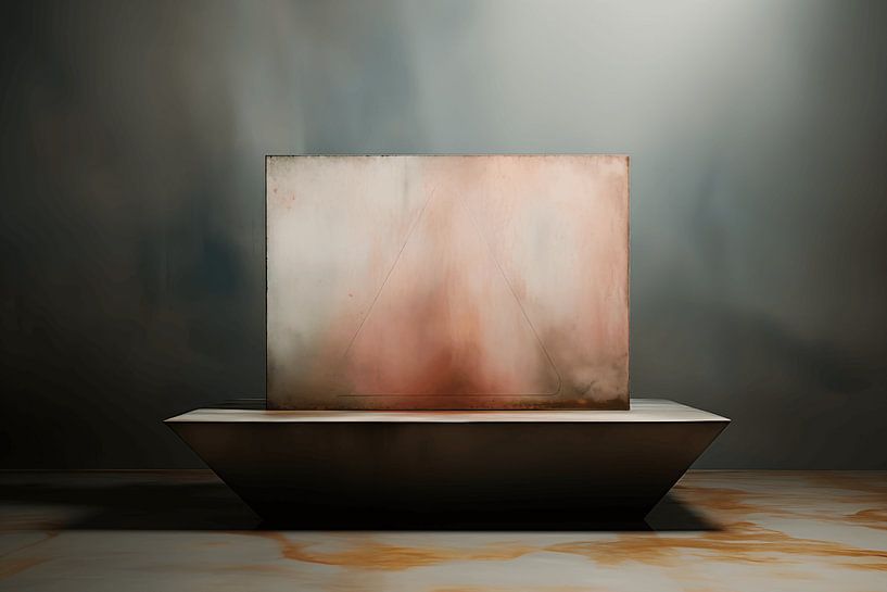 Abstraktes räumliches Zusammenspiel zwischen einem Rechteck und einem Dreieck von Ton Kuijpers