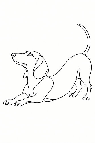 A love of dachshunds in a flowing line
