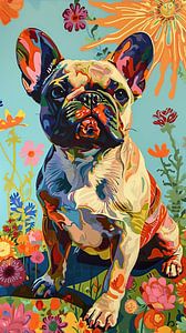 Kleurrijke Bulldog | Bulldog Kunstwerk van De Mooiste Kunst