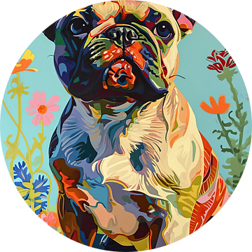 Kleurrijke Bulldog | Bulldog Kunstwerk van De Mooiste Kunst