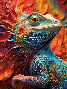 iguane en multicolore sur Gelissen Artworks