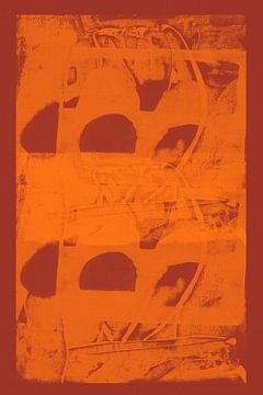 Abstrakte, minimalistische, organische Formen in Neonorange und Terrakotta von Abstrakte minimalistische Kunst