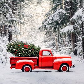 Christmas tree lorry by Poster Art Shop