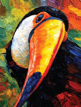 Powerful Toucan Palette Knife Impasto Tropical Portrait by Ramy Salah Hefny