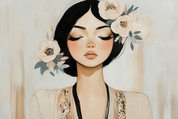 Portret met een zachte uitstraling, pastelkleuren van Carla Van Iersel