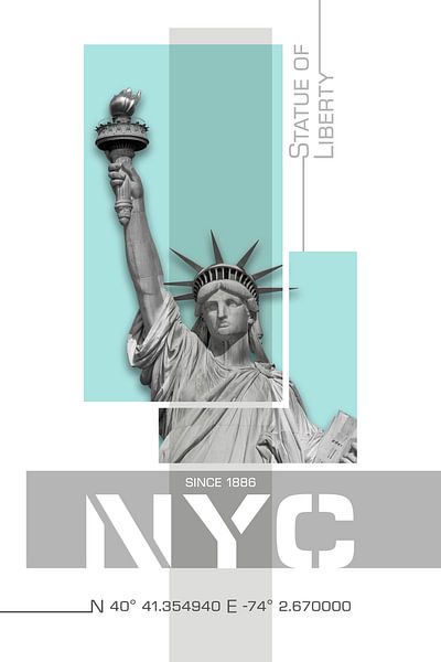 Poster Art NYC Statue de la Liberté | turquoise par Melanie Viola