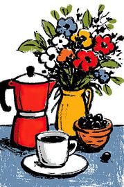 Bloemen Koffie | Bright Morning Vibes van OMG Art