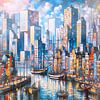 Cityscape with harbour by Digital Art Nederland