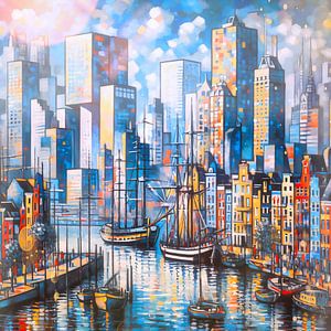 Cityscape with harbour
