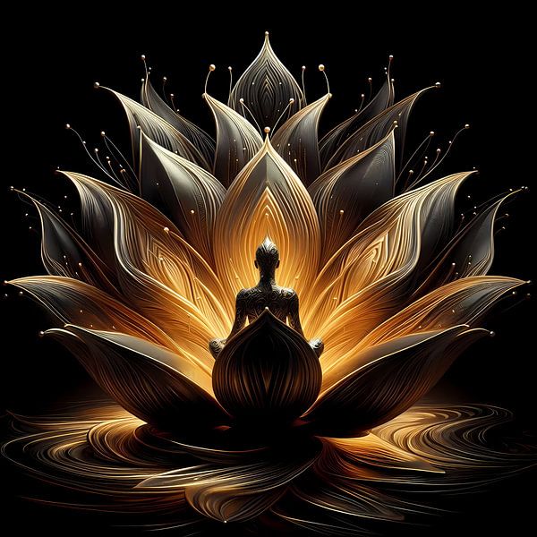 Spirituele lotus - zwart en goud van ButterflyPix