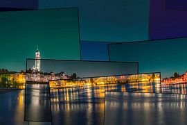 Collage Deventer Skyline bei Nacht von Arjen Roos