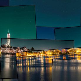 Collage Deventer Skyline bij nacht van Arjen Roos