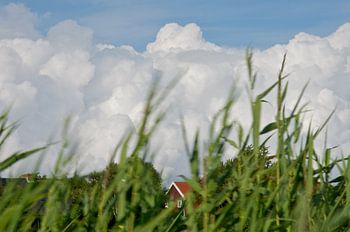Clouds over the island Schiermonnikoog in colour