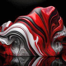 Abstrakte 3D Skulptur in Rot und Schwarz von AidasignArt